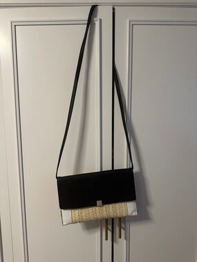 a new day Black, White & Natural Woven Flap Crossbody